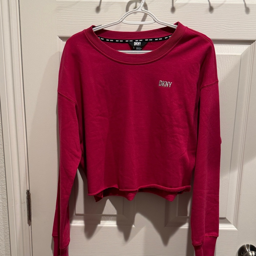 DKNY Women's Fuchsia Cropped Sweatshirt